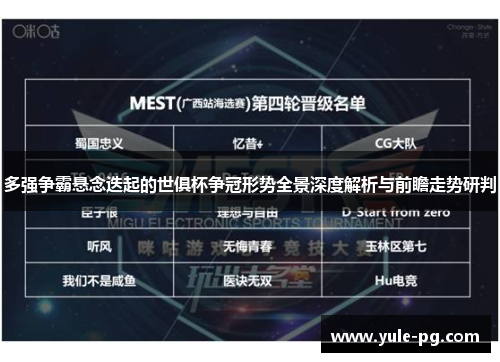 多强争霸悬念迭起的世俱杯争冠形势全景深度解析与前瞻走势研判